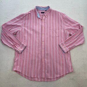 Arrow Men's Pink Striped Cotton Button Down Size XL